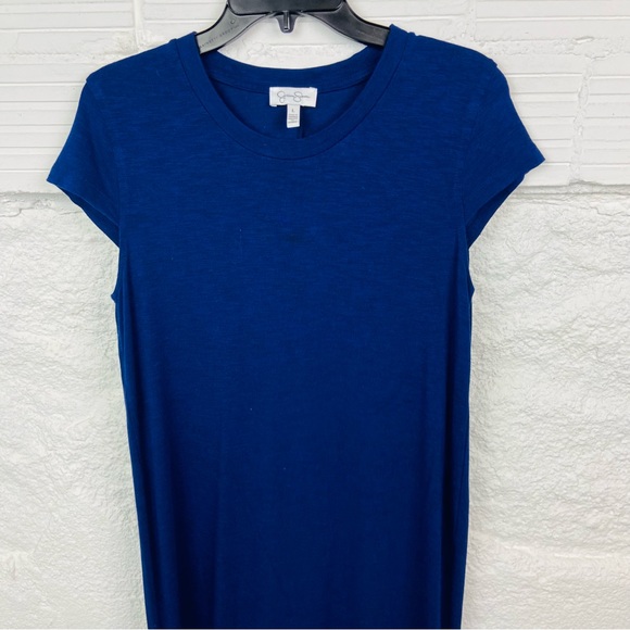 JESSICA SIMPSON navy Tee shirt plain mini slit dress size large - Picture 4 of 17